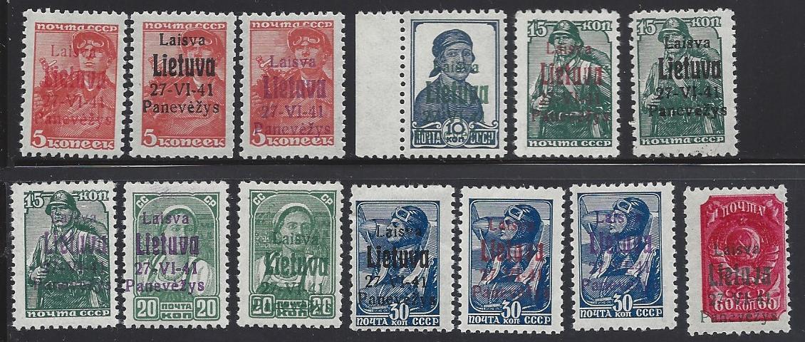 German Occupation - WWII Panevezhis Michel 1-9 Michel 1-9 Michel 1-9 Michel 1-6T1 Michel 1-7 Michel 1-7 Michel 1-7 Michel 1-7 Michel 7 Michel 11 Michel 10-16 Michel 17I Michel 4-9a,b,c 
